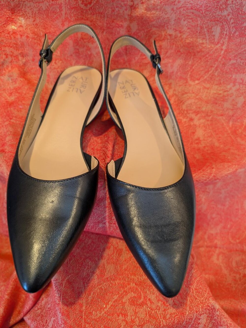 Naturalizer Black Leather Sling-Back Dress Flat